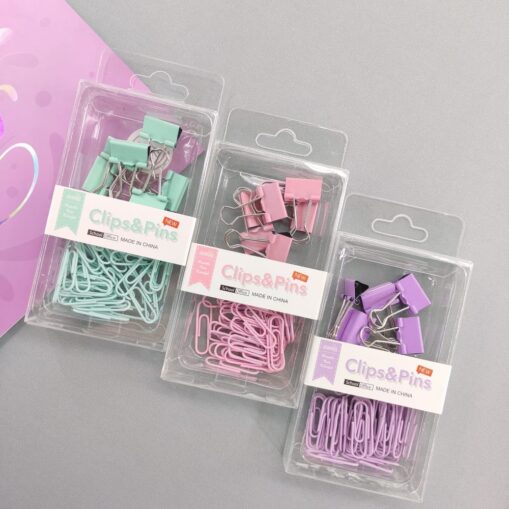 Set de broches y clips pasteles