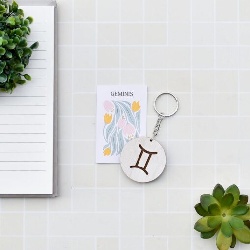 Llavero De Madera Horoscopo (Geminis)