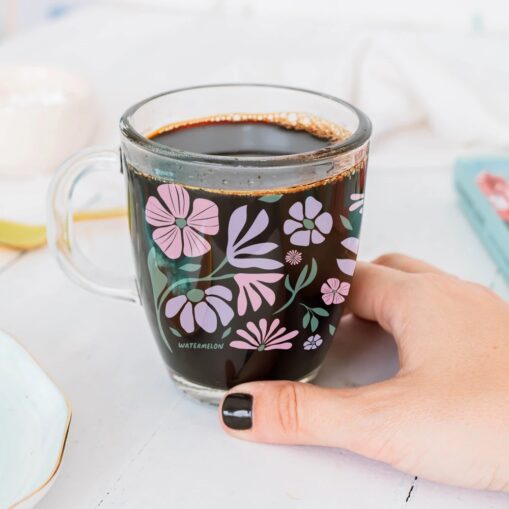 Taza Vidrio - Flores