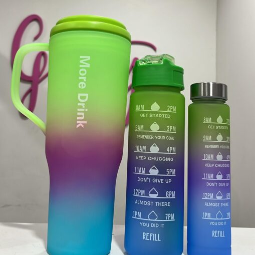 Set x3 Vaso Motivacional - Tapa Verde