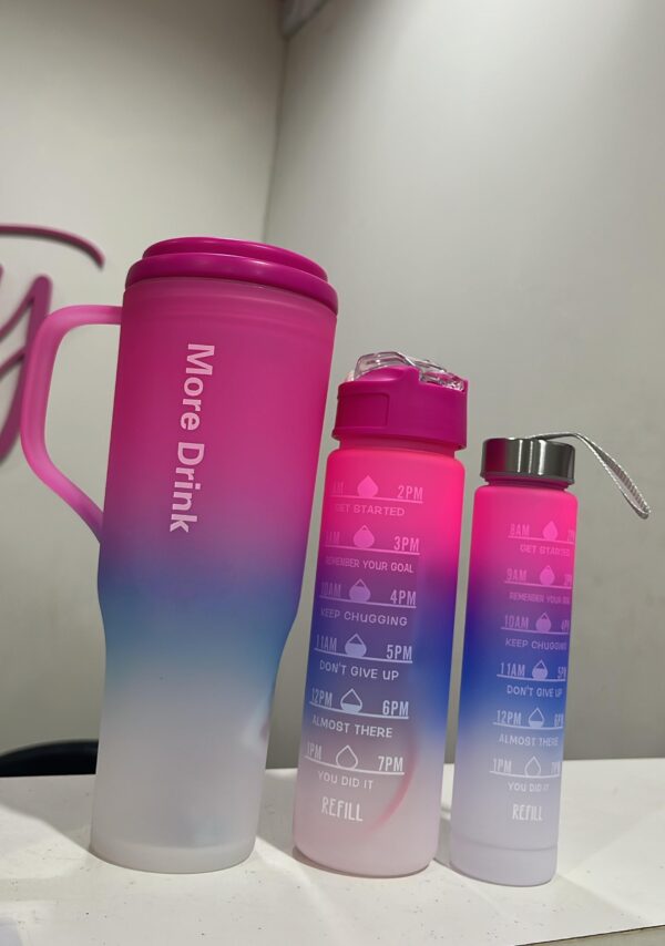 Set x3 Vaso Motivacional - Tapa Fucsia