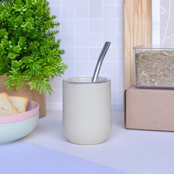 Mate Antivuelco c/ Tapa y Bombilla (Natural)