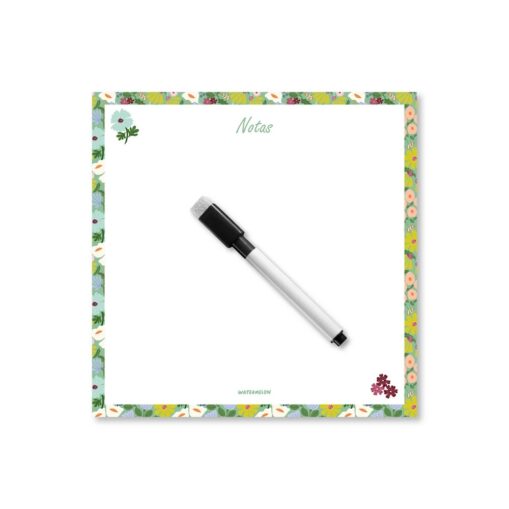 Pizarra Cuadrada Imantada "Flores notas"