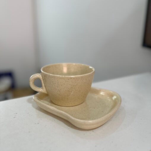 Combo taza jaspeada 300 ml + plato tostada