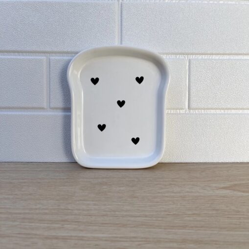 Tostada de ceramica corazones negro