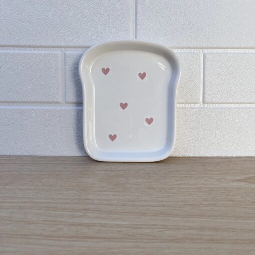 Tostada de ceramica corazones rosa
