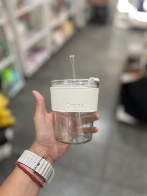 Vaso de Vidrio con Sorbete (Blanco)