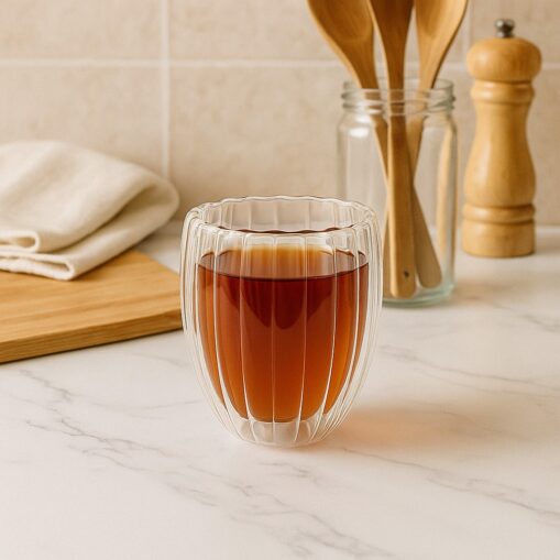 Vaso Doble Vidrio 250 ml acanalado