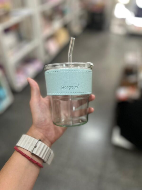 Vaso de Vidrio con Sorbete (Celeste)