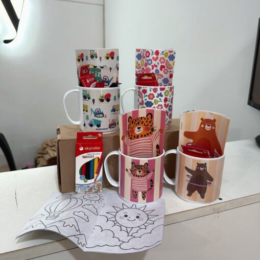 Taza Polimero + libreta + lapices