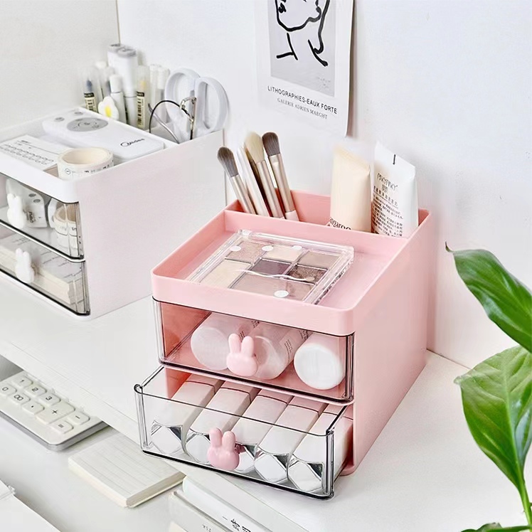 Organizador con dos cajones - Rosa