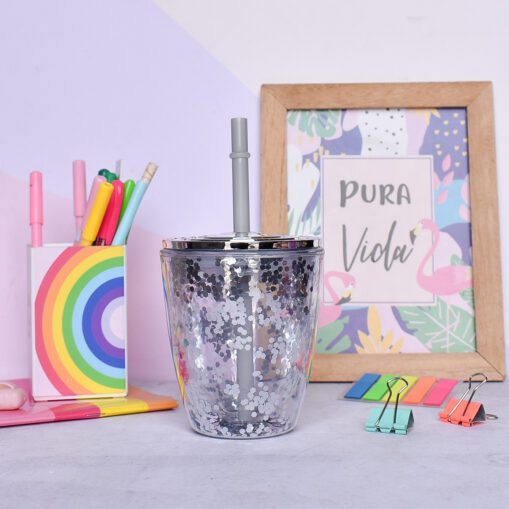 Vaso Glitter 450 ml - Plata