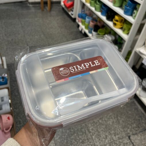 Lunchera plástica con compartimentos Rosa