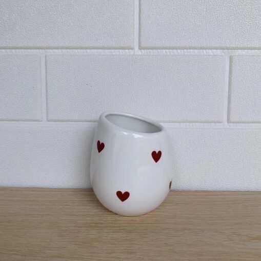 Mate de ceramica corazones rojo