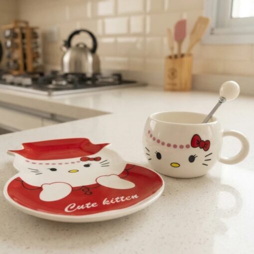 Set Taza + plato importado - Hello Kitty