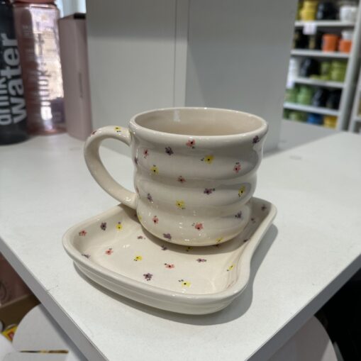 Set taza + tostada - Flores pequeñas
