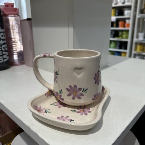 Set taza + tostada - Flores lilas