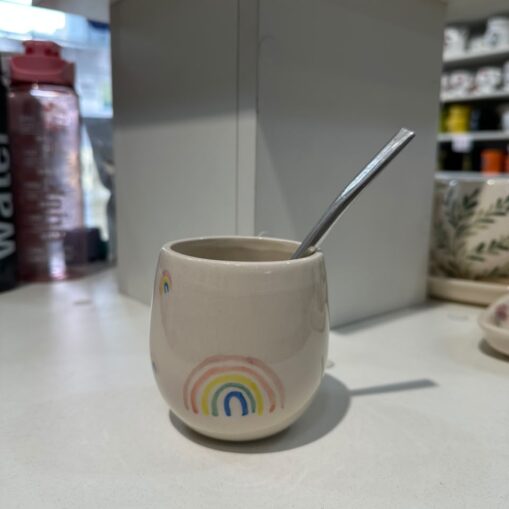 Mate de cerámica Artesanal - Arcoíris