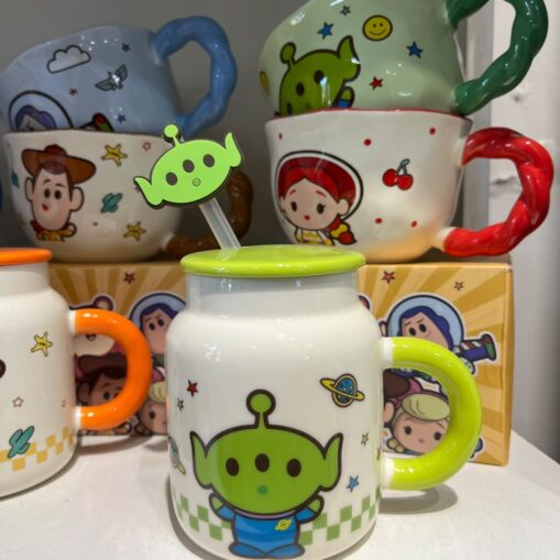 Taza Importada con Tapa y Sorbete - Marcianitos