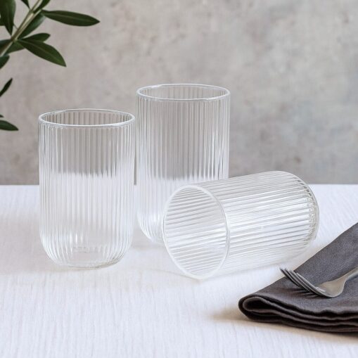 Vaso de vidrio rayado X6